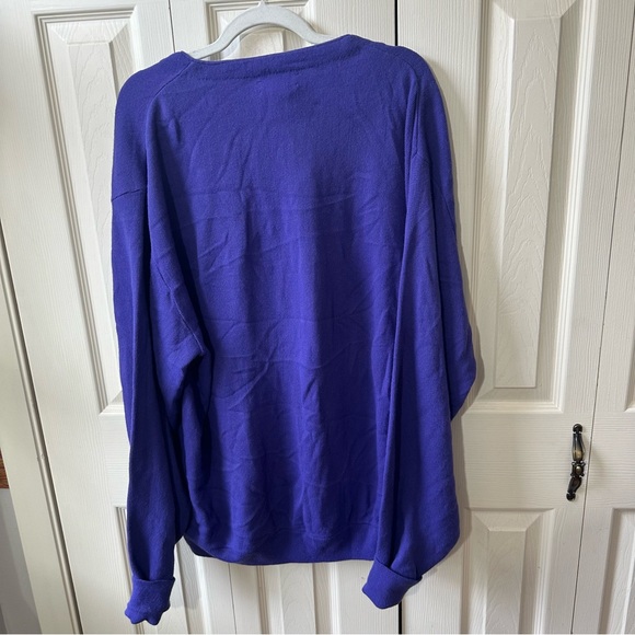 Vintage Izod Knit Purple Vneck Button Down Cardigan Crest Logo Women’s Size XLT - Picture 9 of 9